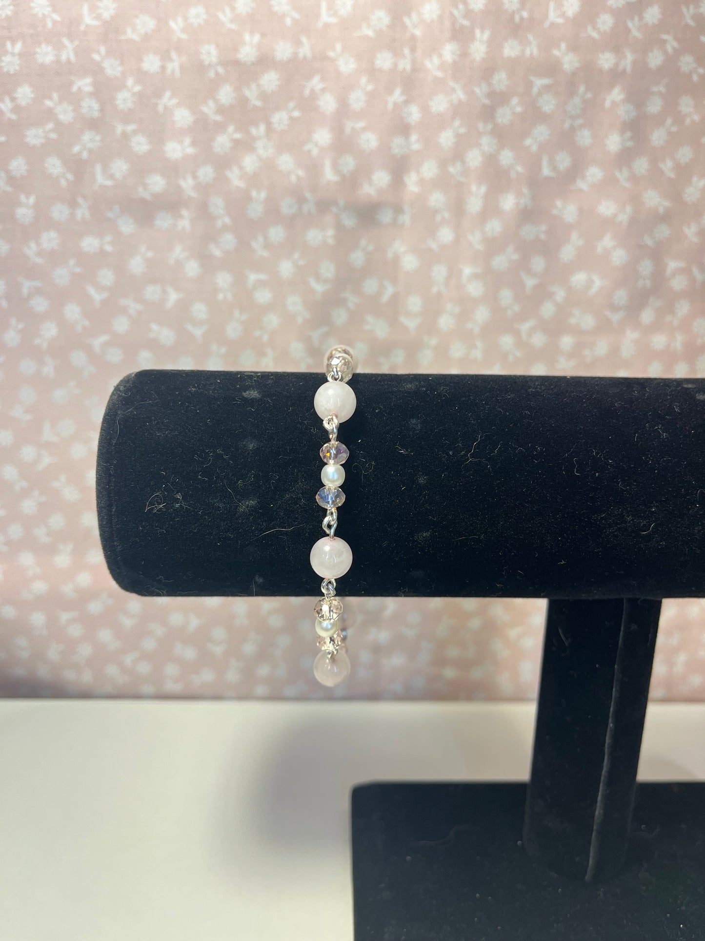 Pink and Silver Wire Bracelet